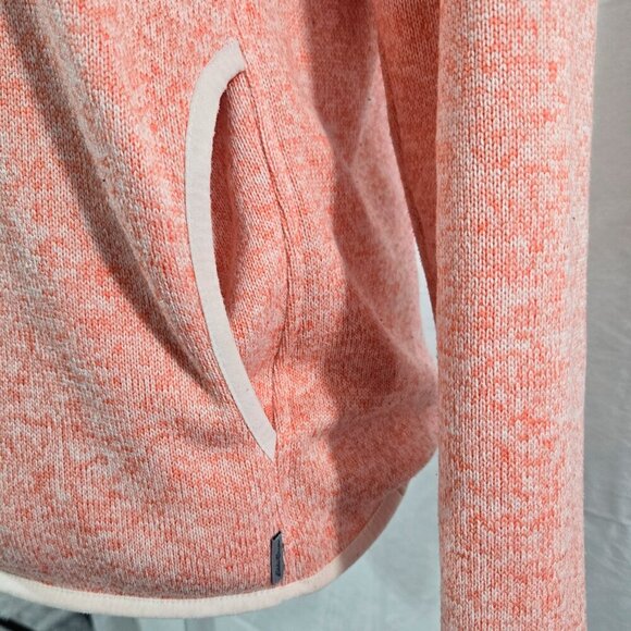 Eddie Bauer Orange White French Terry Snap Collar Sweatshirt Side Pockets Cozy - Picture 5 of 8